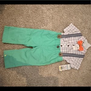 Cat and Jack bow tie and suspender outfit. 6-9 mo